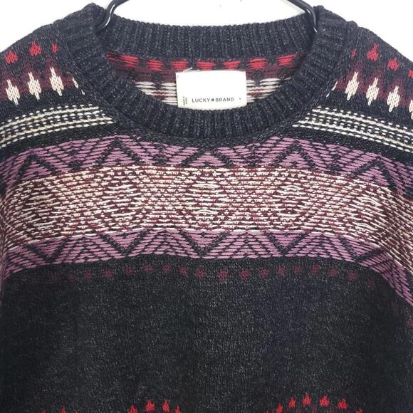 Lucky Brand Sweater Womens Small Cozy Cabin Ski Crew Neck Boxy Cropping - Picture 2 of 10